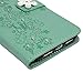 Mavis's Diary iPhone XR Case Wallet, Flip Case Fashion Bling Diamond for Women, Leather Folio Cover for iPhone XR Green