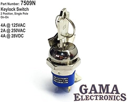 GAMA Electronics2 Position Single Pole On-On Keylock Switch SPDT