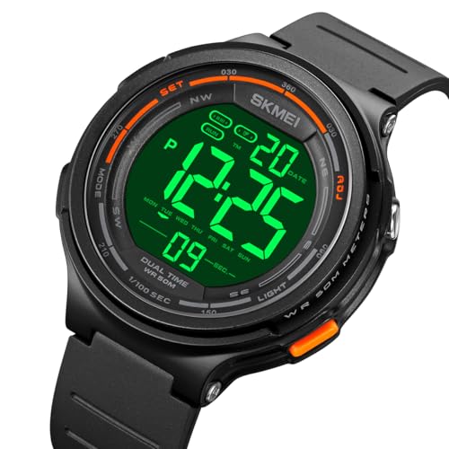 Relógio Digital Masculino Esportivo, Resistente à Água 50M, Display LCD Clara, Pulseira de Silicone Premium Macia, Multifuncional (Cronômetro/Alarme), Leve para Academia e Corrida Eletrônic