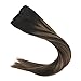Sunny Hair Balayage Clip in Extensions Natural Black Mixed Medium Brown Highlights Clip in Human Hair Extensions Highlighted Clip on Extensions Real Hair 14inch 100g 7pcs
