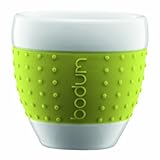 Bodum Pavina Porcelain Cups with Silicone Grip, 2-1/2-Ounce, Green, Set of 2