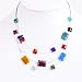 Millefiore Flower Venetian Murano Glass Oblong Beaded on Triple Strands Necklace 16''- 19''