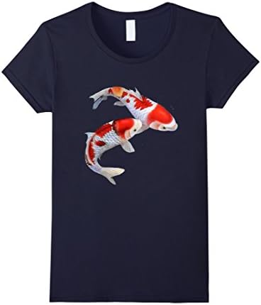 Women's Koi Fish T-Shirt Chinese Koi Carp Fish Graphic Shirts XL Navy