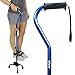 Vive Quad Cane - Walking Stick for Men and Women - Lightweight Adjustable Staff - Comfortable Right and Left Hand Grip for Stability Support - Four Prong Sturdy Aluminum Travel Aid - 4 Tip Blue