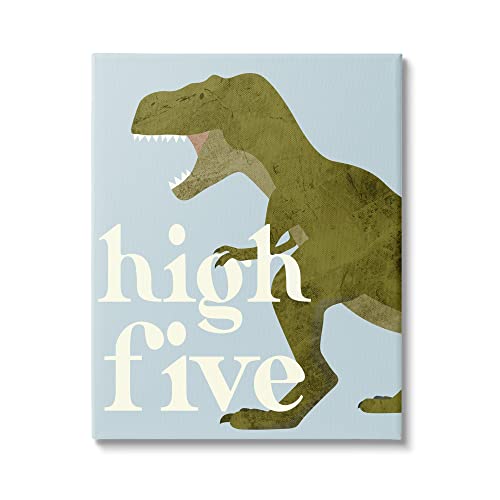 Stupell Industries High Five Roaring Dinosaur T-Rex Kids Typography Canvas Wall…