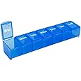 EZY DOSE Weekly (7-Day) Daily Pill Case, Medicine Planner, Vitamin Organizer, Supplement Container, Convenient and Easy to Use, Large Compartments, Travel Friendly, Blue, Made in the USA, BPA Free