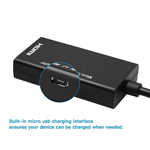 MHL Micro USB to HDMI Adapter, MHL to HDMI, MHL to HDMI Converter 1080P HDTV, Cable Adapter with Video Audio Output (Black)