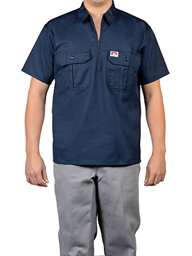 Men's Half-Zip Button Pocket Short Sleeve Work Shirt