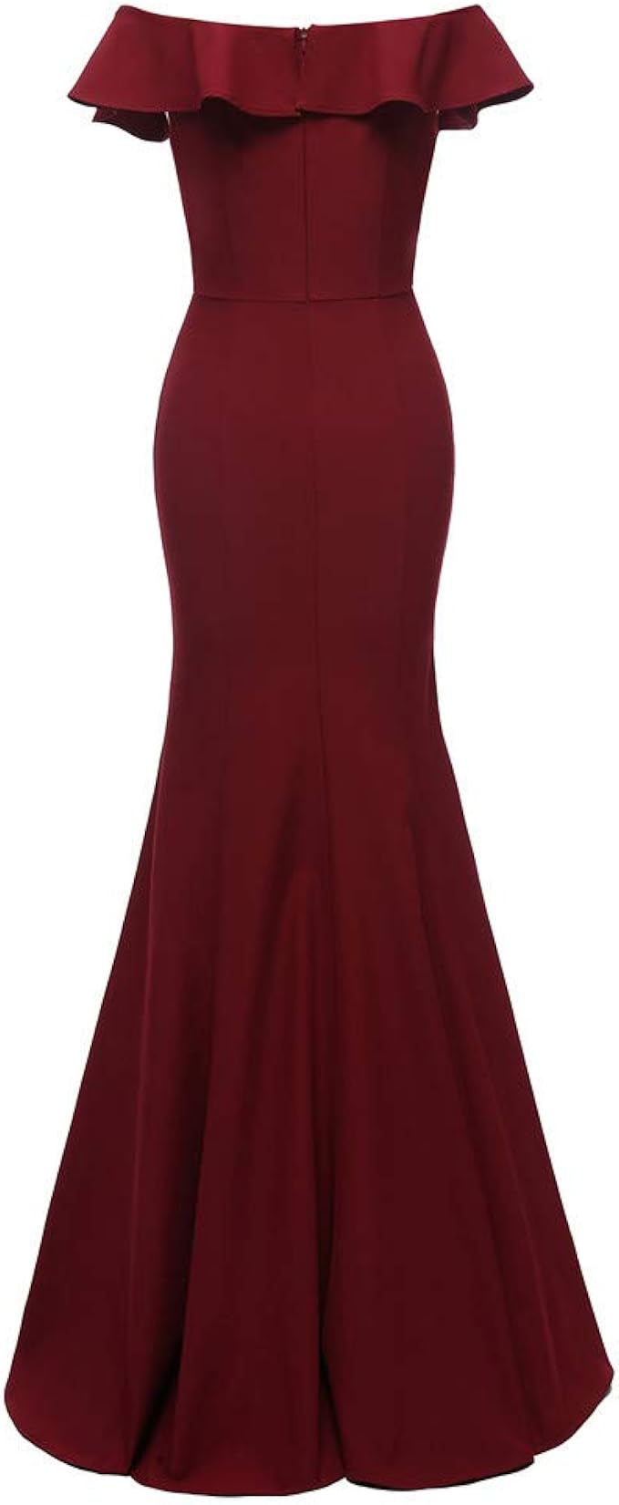 Womens Ruffled Solid Off Shoulder Bodycon Slit Evening Party Long Dress