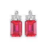 Jewelrypalace Women's 12.15ct Created Red Ruby Clip On Earrings 925 Sterling Silver