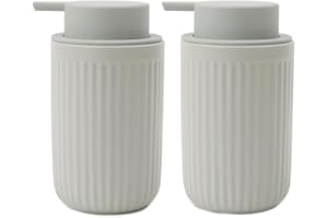 BosilunLife Foaming Soap Dispenser Set - Grey Ceramic Foam Hand Soap Dispenser 12oz with Rust Proof Pump, Easy Pressing, Refillable for Kitchen, Bathroom - 2 Pack