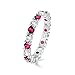 Ice Gems Sterling Silver Created Ruby and Cubic Zirconia Wedding Band Ring