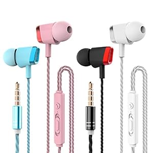 4-Packs-Earphones-CBGGQ-Noise-Isolating-In-Ear-Headphones-with-Pure-Sound-and-Powerful-Bass-Earbuds-with-Microphone-Volume-Control-Headphones-for-iOS-and-Android-Smartphones-Laptops-Gamingetc CBGGQ 4 Packs Earphones, Noise Isolating In-Ear Headphones with Pure Sound and Powerful Bass, Earbuds with Microphone…