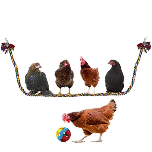Balacoo Vogel Seil Barsch - Huhn Schaukel große Seil Barsch Bungee Kletterseile mit Spiel Huhn Ball Spielzeug Papagei…