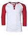 Yong Horse Men Casual 3 Button Crew Neck 3/4 Sleeve Raglan Baseball Jersey Henley T Shirt (M, White-Red)