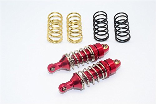 Traxxas 1/16 Mini E-Revo, Mini Slash, Mini Summit Upgrade Parts Aluminum Front/Rear Adjustable Spring Damper (1.2mm,1.3mm & 1.4mm Coil Springs) With Aluminum Ball Ends - 1Pr Set Red