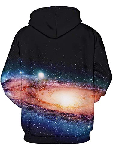 TUONROAD Unisex Mens Womens 3d Digital Graphic Printing Couples Cat Universe Purple Galaxy Casual Hoodie Shirt Crew Neck Hip Hop Long Sleeve Sweatshirt Cool Lightweight Crewnecks Pullover