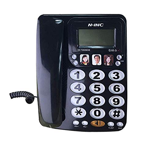 HQCC Telephone landline Office Home Business Phone Free Battery Caller ID Mobile Phone (Color : Black) - Thumbnail 2