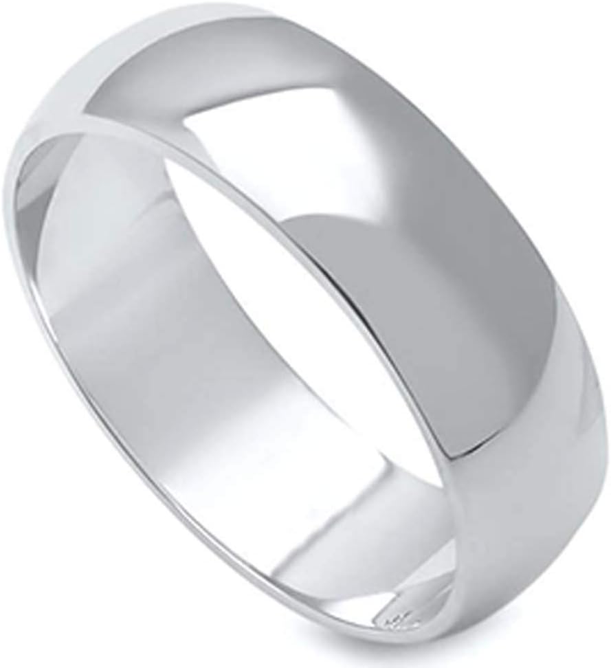 Noureda 6MM Stainless Steel High Polished Light Comfort Fit Traditional Dome Wedding Band Ring