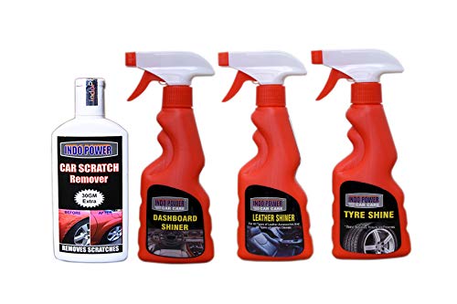 INDOPOWER KG732-LEATHER Shiner Spray 250ml+ Dashboard Shiner Spray 250ml+TYRE Shiner Spray 250ml+ Scratch Remover 100gm.