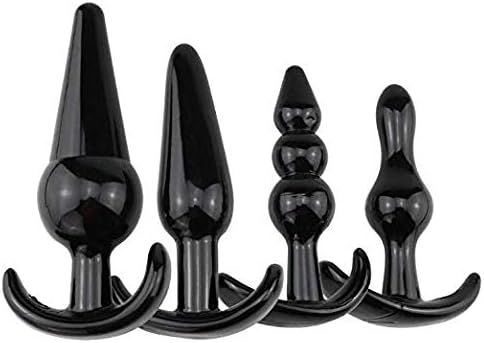 Giftly Bu~tt P~lu~g T-bar Base Kit - Training Toys - Erotic Games Role Play - Womens Stimulator - 4 pcs Beginners Anales Set A-05 (Black)