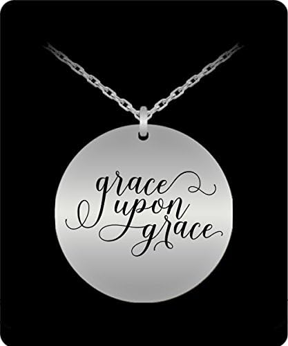 Necklace with Pendent Chain Laser Engraved - Grace upon Grace by Tech Fashion (Silver)