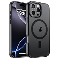 SUPFINE Magnetic for iPhone 16 Pro Max Case (Compatible with MagSafe) (Military Grade Drop Protection) Translucent Matte Shockproof Phone Cover, Black
