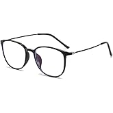 Jingyuton Stylish Anti-Blue Light Myopia Distance Glasses For Mens Womens Ultra-Light Nearsighted Glasses Oval Frames