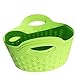 Green 3 Pack Plastic Baskets with Handles Small Soft Carry Totes Stackable