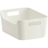 Pantry Organization And Storage Baskets, Open Storage Box Under Sink Organizers,Kitchen Cabinet and Pantry Storage Organizer Bin - two cut-out handles that make 9.4 x 6.7 x 4.3 Inches (White)