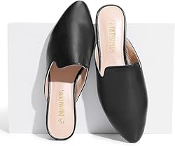 DREAM PAIRS Women's Flat Mules Pointed Toe Backless