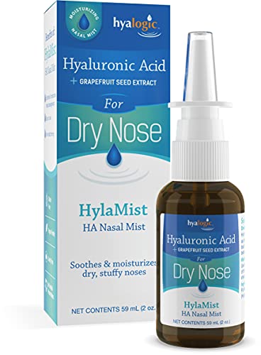 Hyalogic HylaMist Nasal Spray | Hyaluronic Acid Nasal Mist Spray Bottle | Nasal Moisturizer for Dry Nose | Stuffy Nose Relief | Grapefruit Seed Extract Nasal Spray | Antioxidant Mist – (2 oz / 59ml)