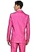 Offstream Men's Party Costume - 2 Piece Solid Color Outfit for Halloween Party with Jacket - Pants & Tie - Pink