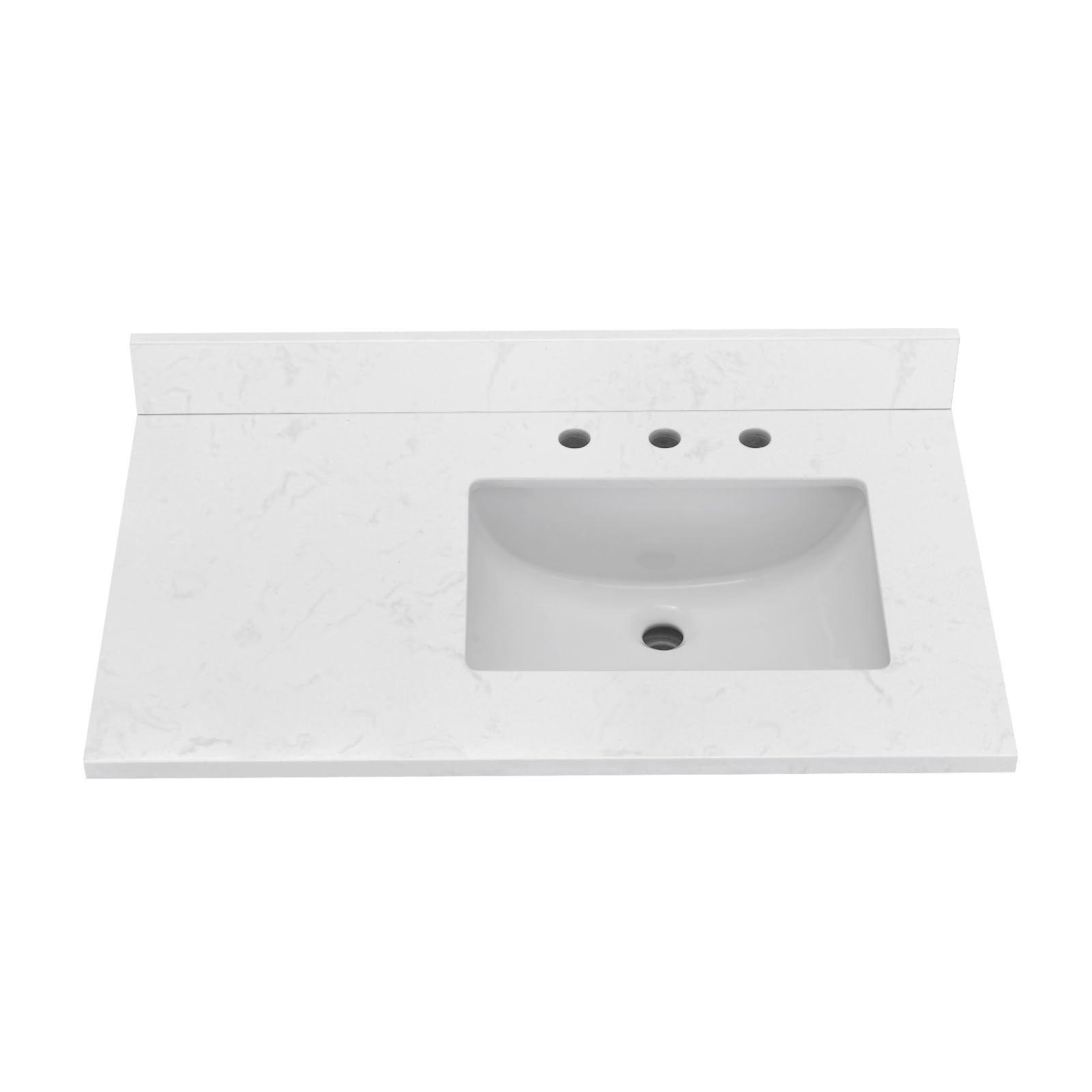 Photo 1 of LOCALAND 36 Inch Vanity Sink Top, Engineered Stone Composite Vanity Top with Sink,Vanity Top with Rectangular Right Offset Sink in Ariston White, with 8 Inch Widespread Faucet Hole and Backsplash