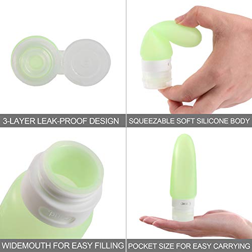 13 Pcs BPA Free Silicone Travel Bottle Set,TSA Approved Food-grade Silicone Bottle Container Spray Bottles Cream Jars FDA Approved for Shampoo Leak-proof Cosmetic Toiletry Travel Containers with Tag