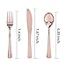NERVURE 300 Piece Rose Gold Plastic Silverware Set, Disposable Rose Gold Cutlery, Heavyweight Gold Cutlery 150 Forks, 75 Knives, 75 Spoons. Perfect for Parties, Weddings & Catering Events (Rose Gold)
