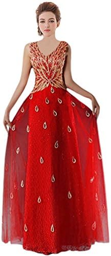 MissFay Luxury Applique Evening Dress for Women Formal Long Prom Dress Red 14