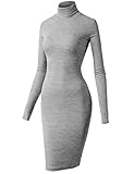 H2H Womens Slim Fit Long Sleeve Basic Turtleneck Bodycon Mini Dress