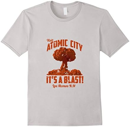 Mens Atomic City, It's a blast T-Shirt. Retro nuclear cloud tee 2XL Silver