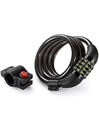 UShake Bike Lock Cable, 4-Feet Bike Cable Basic Self Coiling Resettable Combination Cable Bike Locks with Complimentary Mounting Bracket, 4 Feet x 1/2 Inch