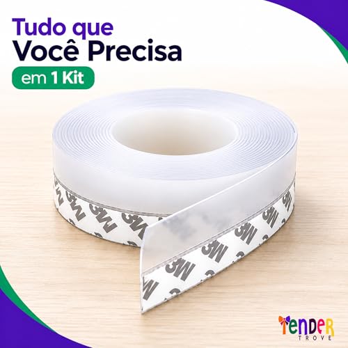 Fita De Vedação Para Frestas PVC Transparente Autoadesiva 4,5cm De Altura, Impermeável, Silenciosa, Anti Pragas, Para Portas E Janelas, Fácil Aplicação Em Vidro, Madeira, Alumínio, Aço E PVC