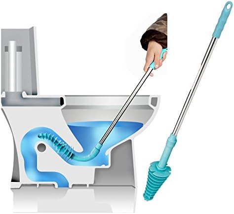 Toilet Plunger,KiLi Beam for Clogged Siphon Toilet WC Power Cleaned Power Pipe Environmental Design Wall Hook Toilet Stainless steel Handle (short size)