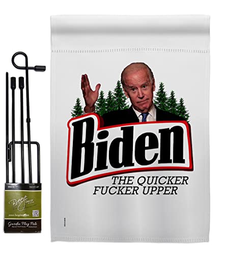 Biden The Quicker Garden Flag - Set with Stand Americana Political President De…