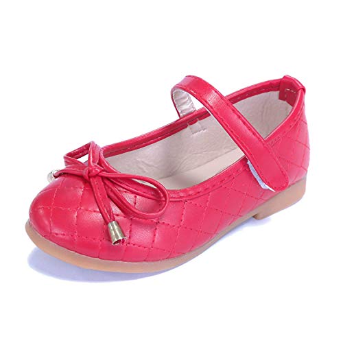 ALPHELIGANCE Girls Ballet Mary Jane Strap School Uniform Dress Flat Shoes (Toddler/Little Kid) Red