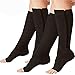 2 Pairs Compression Socks Toe Open Leg Support Stocking, Black, Size No Size