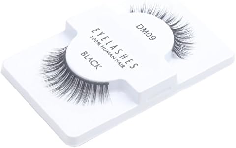 Odstore 2 Pair Choose False Eyelashes 100% Human Hair Strip Lash Fake Eye Lashes Black (2PCS, DM09)
