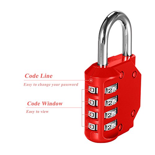 Combination Lock, Blingco 4 Digit Combination Padlock for Gym & Sports Locker, School, Employee, Fence, Case, Toolbox, Hasp Cabinet & Storage - 2 Pack & Red