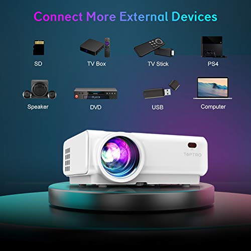 TOPTRO WiFi Bluetooth Projector 9000Lumen Support 1080P Home Video