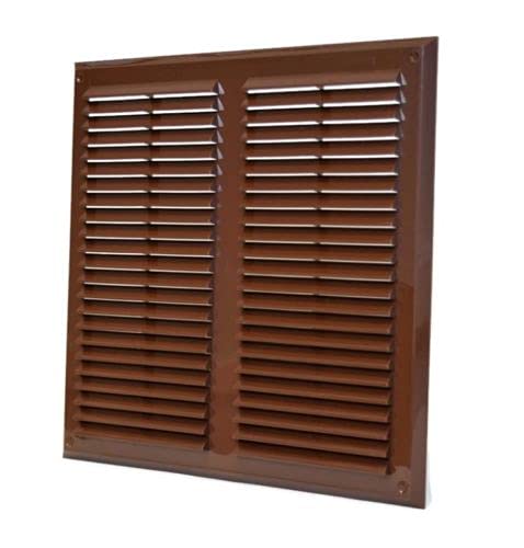 Prostko Air Vent Grille - 350mm x 350mm - with Fly Screen Ventilation Cover - 14'' inch, Brown