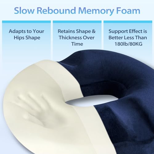 HOMCA Cushion for Coccyx Foam Hemorrhoids Cushion, Office Chair Cushion, Anti-decute Cushion for Office Seats, Wheelchair, Non-Slip Bottom, Washable Cover, Blue